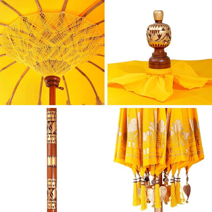 Balinesisk Parasol Gul 185 x 185 x 260 cm Bomull
