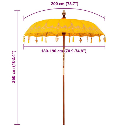 Balinesisk Parasol Gul 185 x 185 x 260 cm Bomull