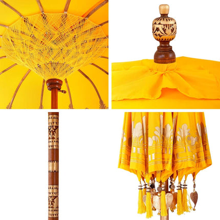 Balinesisk Parasol Gul 215 x 215 x 260 cm Bomull