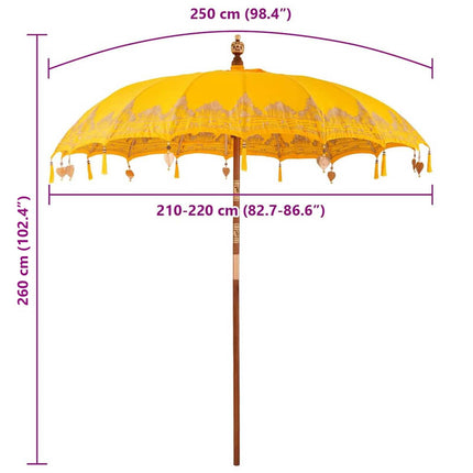 Balinesisk Parasol Gul 215 x 215 x 260 cm Bomull