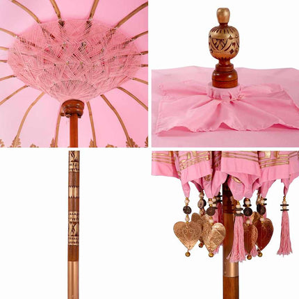 Balinesisk Parasol Rosa 185 x 185 x 260 cm Bomull
