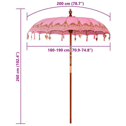 Balinesisk Parasol Rosa 185 x 185 x 260 cm Bomull