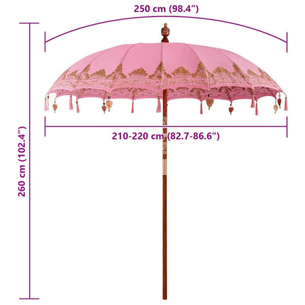 Balinesisk Parasol Rosa 215 x 215 x 260 cm Bomull
