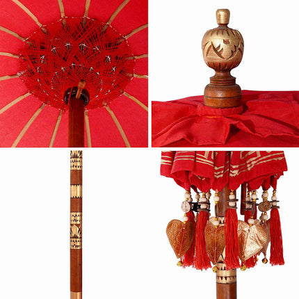 Balinesisk Parasol Röd 125 x 125 x 260 cm Bomull
