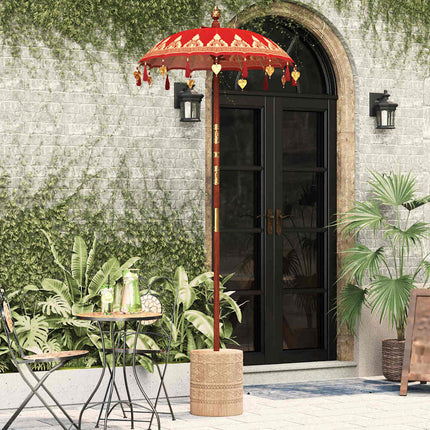 Balinesisk Parasol Röd 125 x 125 x 260 cm Bomull