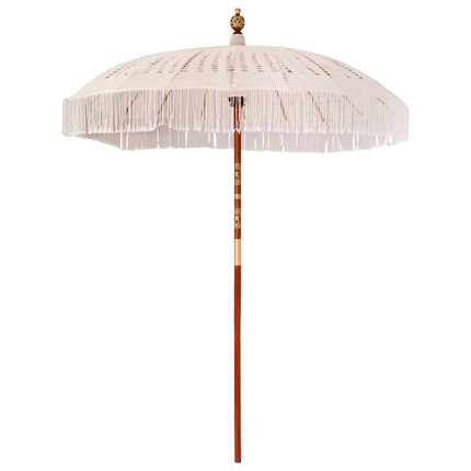 Makramé Parasoll Kräm 190 x 190 x 260 cm Bomull