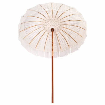 Makramé Parasoll Kräm 190 x 190 x 260 cm Bomull