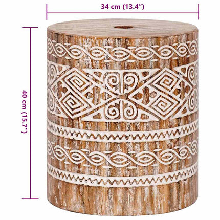 Parasollfot Vitt tvättat Ø34 x 40 cm Massivt Trä