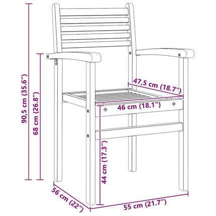 Stol 2 pcs Brun 56 x 55 x 90.5 cm Massivt teakträ