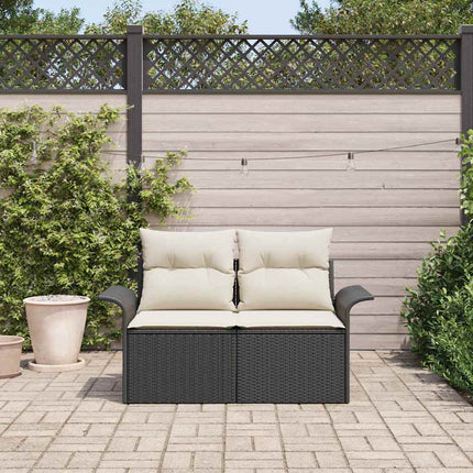 Trädgårdsoffa med kudde Svart 141 x 62 x 69cm konstrotting