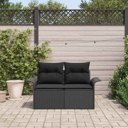 Trädgårdsoffa med kudde Svart 141 x 62 x 69cm konstrotting