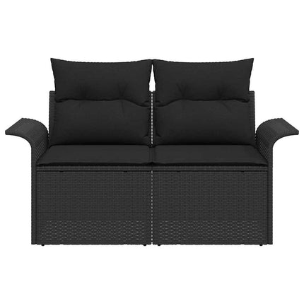 Trädgårdsoffa med kudde Svart 141 x 62 x 69cm konstrotting