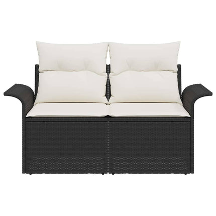 Trädgårdsoffa med kudde Svart 141 x 62 x 69cm konstrotting