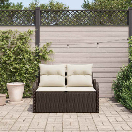 Trädgårdsoffa med kudde Brun 121 x 62 x 69cm konstrotting