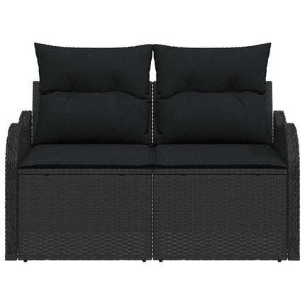 Trädgårdsoffa med kudde Svart 121 x 62 x 69cm konstrotting