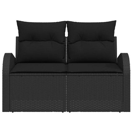 Trädgårdsoffa med kudde Svart 124 x 62 x 69 cm konstrotting