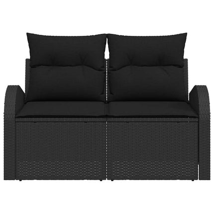 Trädgårdsoffa med kudde Svart 124 x 62 x 69 cm konstrotting