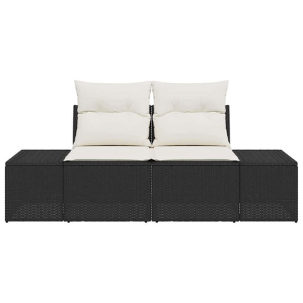 Trädgårdsoffa med kudde Svart 184 x 62 x 69 cm konstrotting
