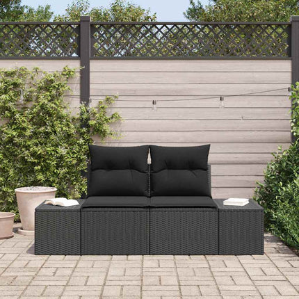 Trädgårdsoffa med kudde Svart 184 x 62 x 69 cm konstrotting
