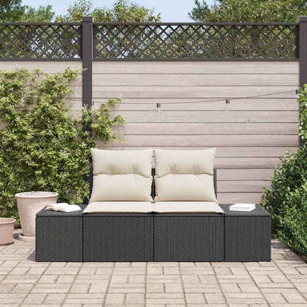 Trädgårdsoffa med kudde Svart 184 x 62 x 69 cm konstrotting