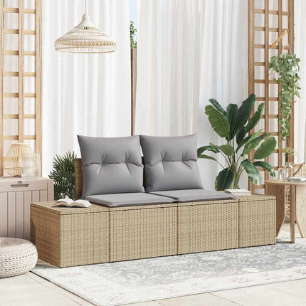 Trädgårdsoffa med kudde Beige 184 x 62 x 69 cm konstrotting