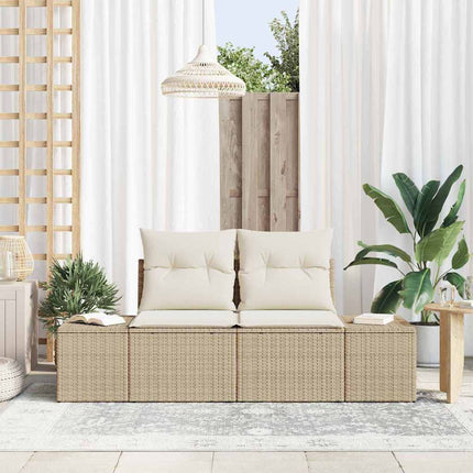 Trädgårdsoffa med kudde Beige 184 x 62 x 69 cm konstrotting