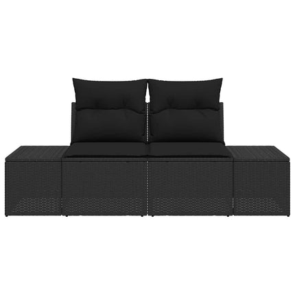 Trädgårdsoffa med kudde Svart 184 x 62 x 69 cm konstrotting