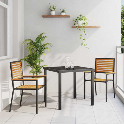 Trädgårds stapelbara stolar 2 pcs Brun och svart