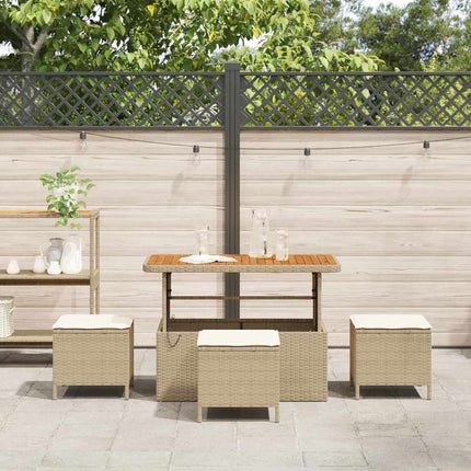 Trädgårdsmöbelset 4 st Beige konstrotting
