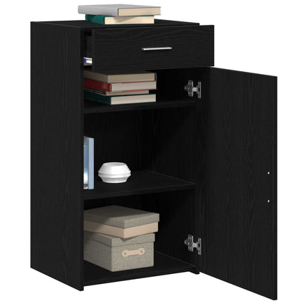 Sideboard med låda Svart Ek 50 x 42,5 x 93 cm