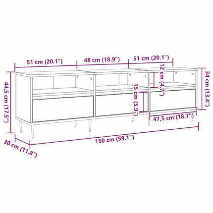 TV-skåp Artisan Ek 150 x 30 x 45 cm Konstruerat trä
