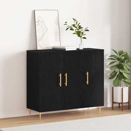 Sideboard Svart Ek 90 x 34 x 80 cm Konstruerat trä