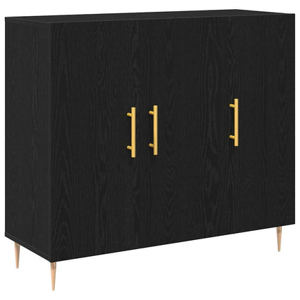 Sideboard Svart Ek 90 x 34 x 80 cm Konstruerat trä