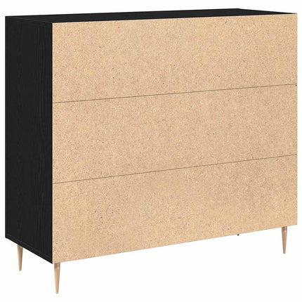 Sideboard Svart Ek 90 x 34 x 80 cm Konstruerat trä