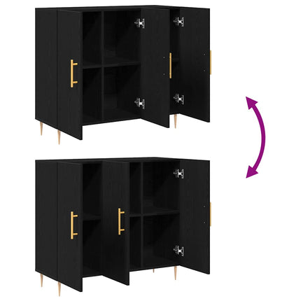 Sideboard Svart Ek 90 x 34 x 80 cm Konstruerat trä