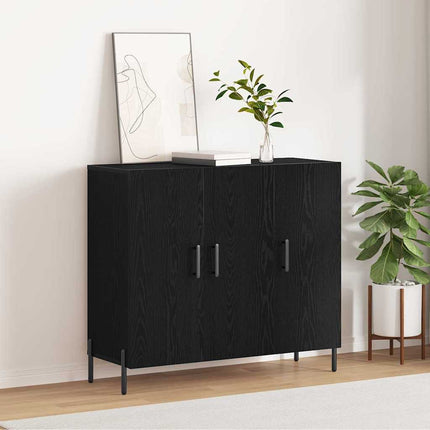 Sideboard Svart Ek 90 x 34 x 80 cm Konstruerat trä