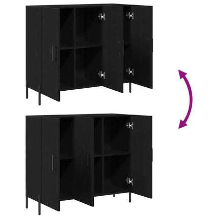 Sideboard Svart Ek 90 x 34 x 80 cm Konstruerat trä