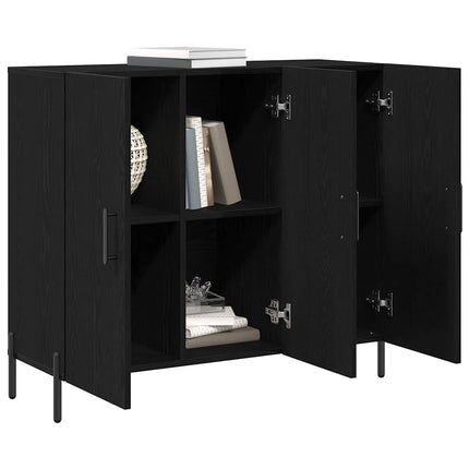 Sideboard Svart Ek 90 x 34 x 80 cm Konstruerat trä