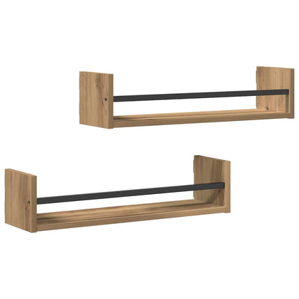 Vägg hylla Väggmonterad 2 pcs Artisan Ek 60 x 16 x 14 cm