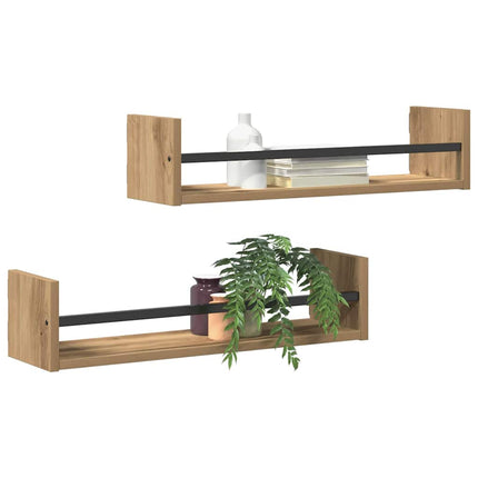 Vägg hylla Väggmonterad 2 pcs Artisan Ek 60 x 16 x 14 cm