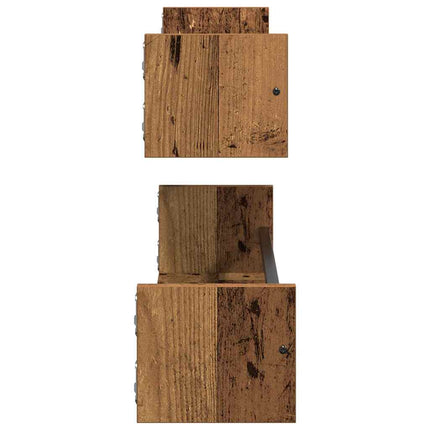 Vägg hylla Väggmonterad 2 pcs Gammalt trä 80 x 16 x 14 cm