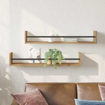 Vägg hylla Väggmonterad 2 pcs Artisan Ek 80 x 16 x 14 cm