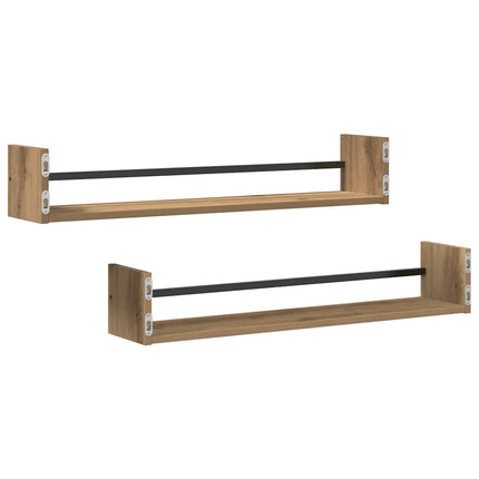 Vägg hylla Väggmonterad 2 pcs Artisan Ek 80 x 16 x 14 cm