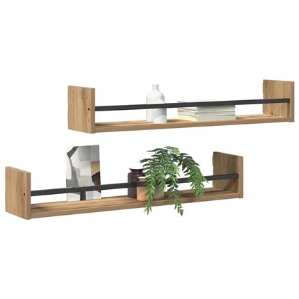 Vägg hylla Väggmonterad 2 pcs Artisan Ek 80 x 16 x 14 cm