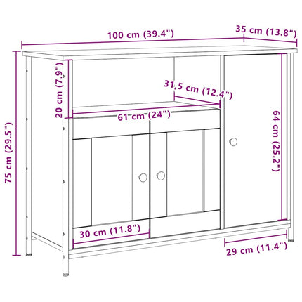 Sideboard Gammalt trä 100 x 35 x 75 cm
