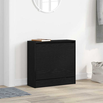 Skoskåp med hylla Svart Ek 60 x 21 x 57 cm Konstruerat trä