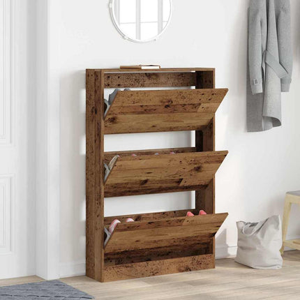 Skoskåp med dörr Gammalt trä 80 x 21 x 125,5 cm Konstruerat trä