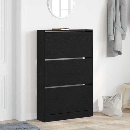 Skoskåp 80 x 21 x 125,5 cm Konstruerat trä Svart Ek