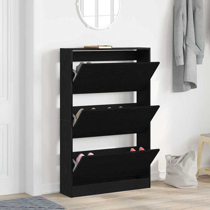 Skoskåp 80 x 21 x 125,5 cm Konstruerat trä Svart Ek