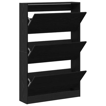 Skoskåp med hylla Svart Ek 80 x 21 x 125,5 cm Konstruerat trä
